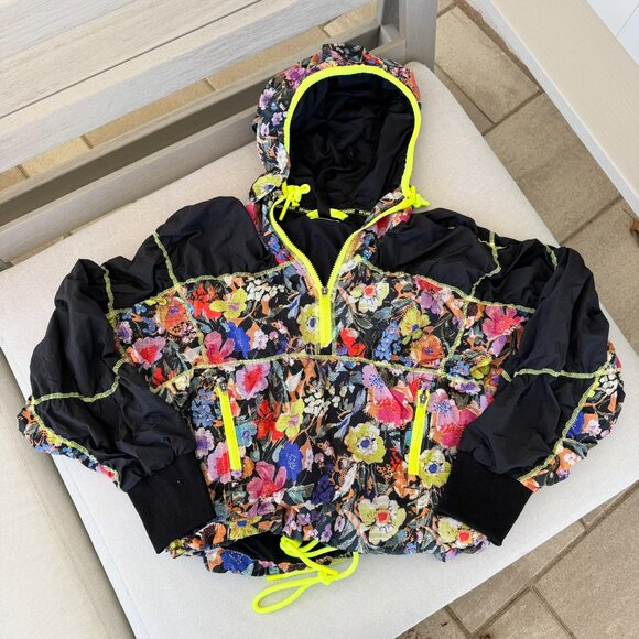 New Free People Movement Happy Camper Pullover Nylon Jacket Floral Print XS - Picture 5 of 11